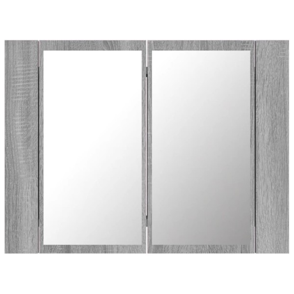 Armario con espejo y LED madera contrachapada gris 60x12x45 cm Armario con espejo y LED madera contrachapada gris 60x12x45 cm