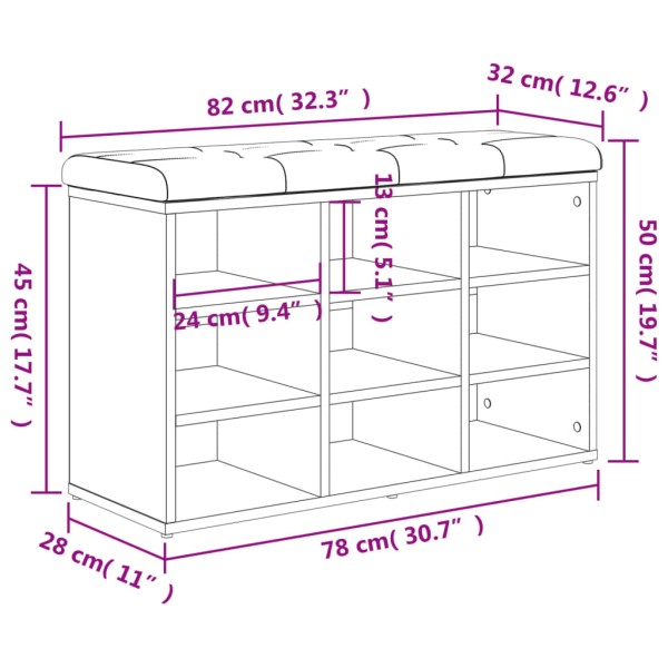 Banco zapatero madera de ingeniería blanco 82x32x50 cm Banco zapatero madera de ingeniería blanco 82x32x50 cm