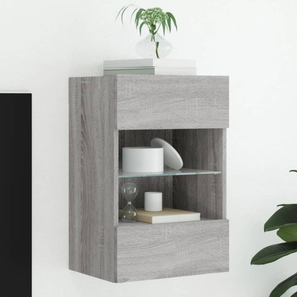 Mueble de TV de pared con luces LED gris Sonoma 40x30x60,5 cm Mueble de TV de pared con luces LED gris Sonoma 40x30x60,5 cm
