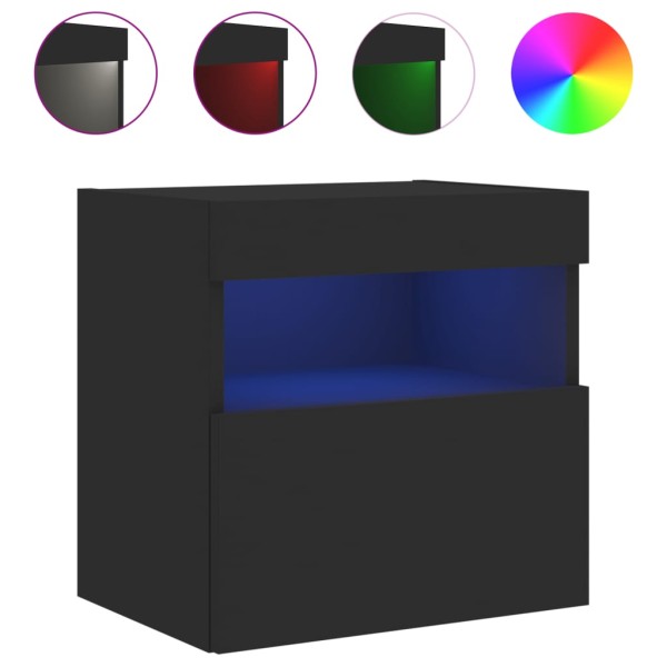 Mueble de TV de pared con luces LED negro 40x30x40 cm Mueble de TV de pared con luces LED negro 40x30x40 cm