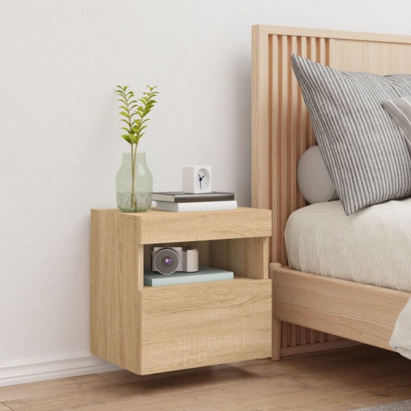 Mueble de TV de pared con luces LED roble Sonoma 40x30x40 cm