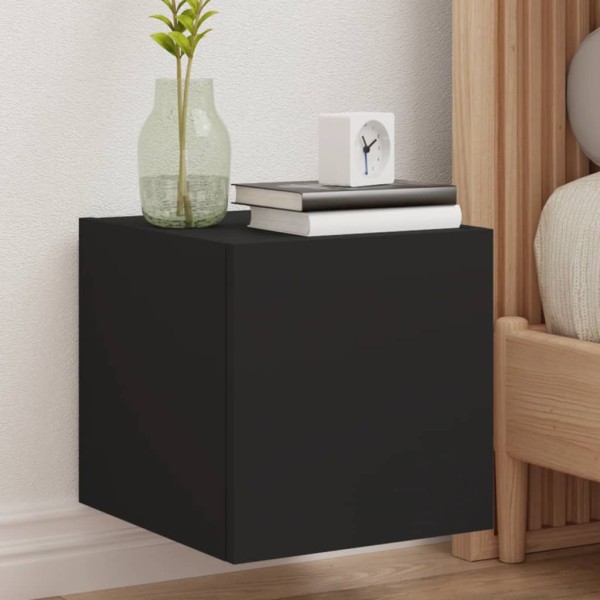 Muebles de TV de pared con luces LED 2 uds negro 30,5x35x30 cm Muebles de TV de pared con luces LED 2 uds negro 30,5x35x30 cm