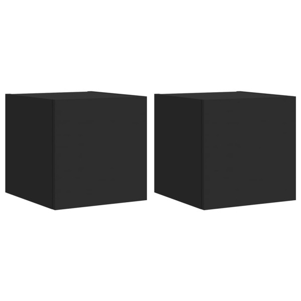 Muebles de TV de pared con luces LED 2 uds negro 30,5x35x30 cm Muebles de TV de pared con luces LED 2 uds negro 30,5x35x30 cm