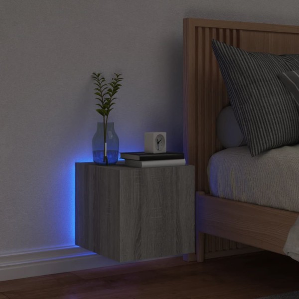 Mueble de TV de pared con luces LED gris Sonoma 30,5x35x30 cm