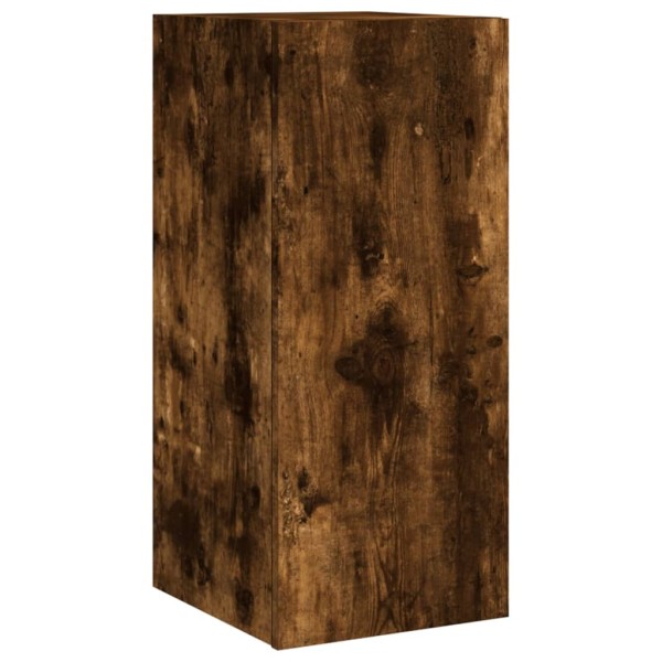 Mueble de TV de pared con luces LED roble ahumado 30,5x35x70 cm Mueble de TV de pared con luces LED roble ahumado 30,5x35x70 cm
