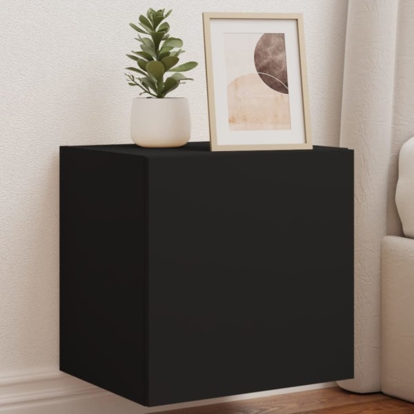 Muebles de TV de pared con luces LED 2 uds negro 40,5x35x40 cm Muebles de TV de pared con luces LED 2 uds negro 40,5x35x40 cm