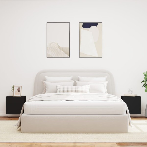 Muebles de TV de pared con luces LED 2 uds negro 40,5x35x40 cm Muebles de TV de pared con luces LED 2 uds negro 40,5x35x40 cm