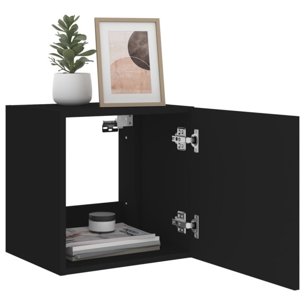 Muebles de TV de pared con luces LED 2 uds negro 40,5x35x40 cm Muebles de TV de pared con luces LED 2 uds negro 40,5x35x40 cm