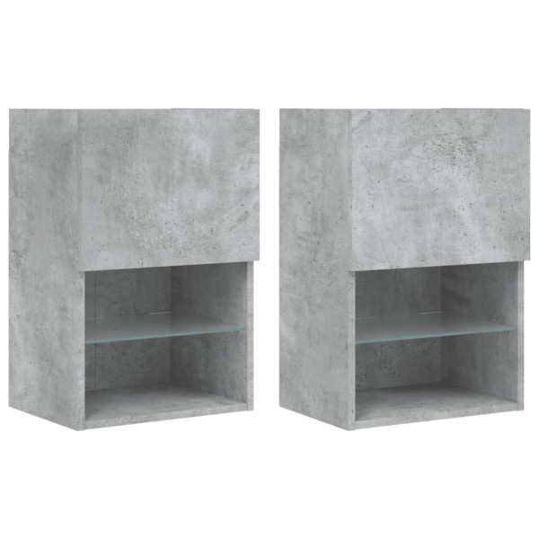Muebles de TV con luces LED 2 uds gris hormigón 40,5x30x60 cm Muebles de TV con luces LED 2 uds gris hormigón 40,5x30x60 cm