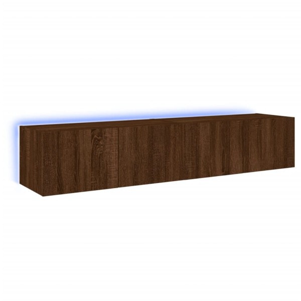 Muebles TV de pared luces LED 2 uds marrón roble 80x35x31 cm Muebles TV de pared luces LED 2 uds marrón roble 80x35x31 cm