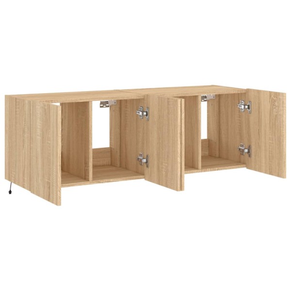 Muebles de TV de pared luces LED 2 uds roble Sonoma 60x35x41 cm Muebles de TV de pared luces LED 2 uds roble Sonoma 60x35x41 cm