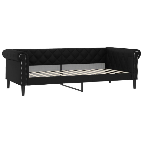 Sofá cama cuero sintético negro 90x200 cm