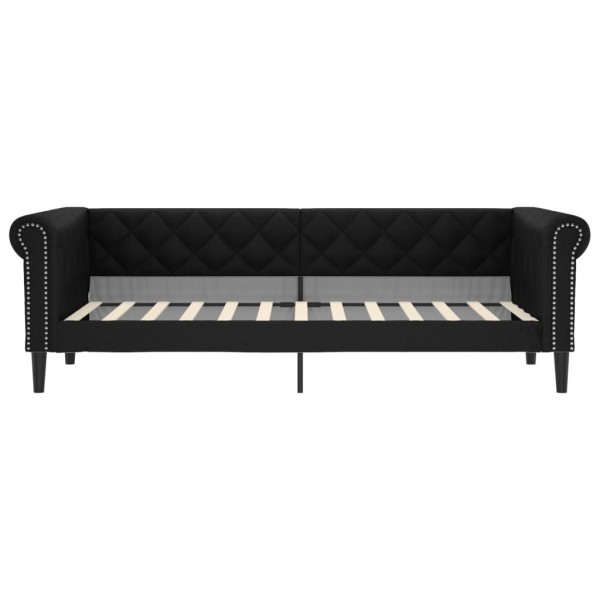 Sofá cama cuero sintético negro 90x200 cm