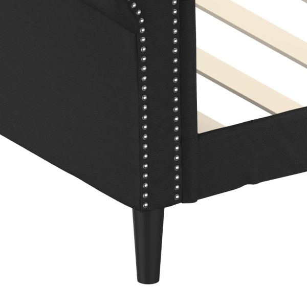 Sofá cama cuero sintético negro 90x200 cm