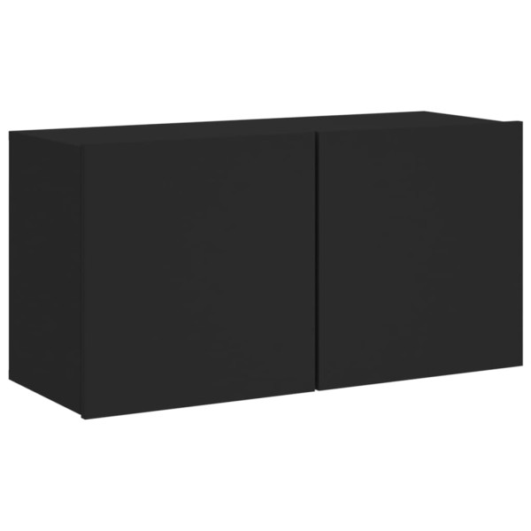 Muebles de TV de pared 5 piezas madera de ingeniería negro Muebles de TV de pared 5 piezas madera de ingeniería negro