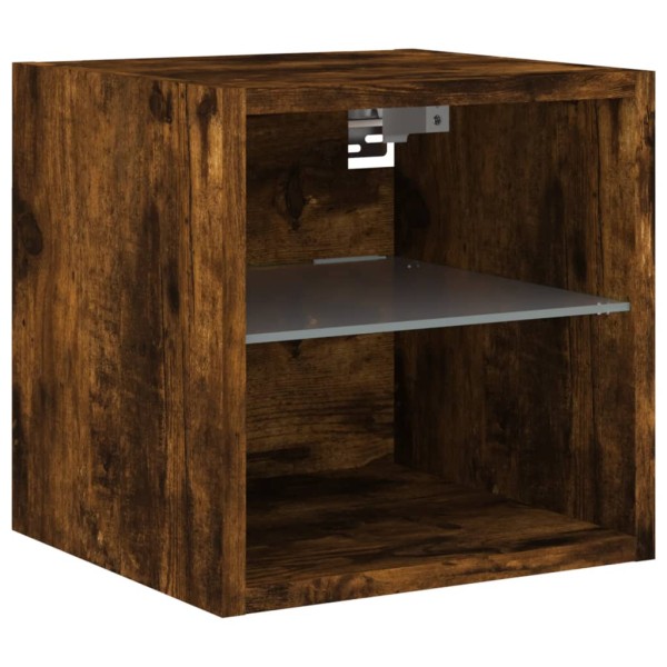 Muebles TV pared con LED 6 pzas madera ingeniería roble ahumado Muebles TV pared con LED 6 pzas madera ingeniería roble ahumado