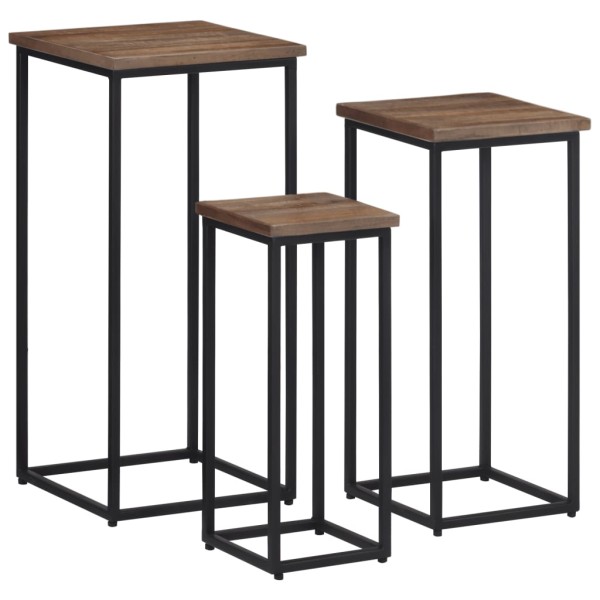 Soportes para plantas 3 unidades madera maciza de teca Soportes para plantas 3 unidades madera maciza de teca