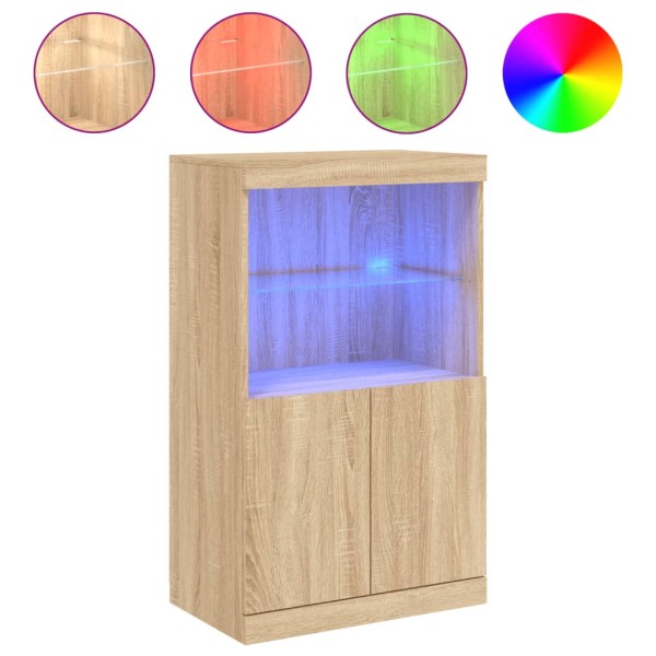 Aparador con luces LED roble Sonoma 60,5x37x100 cm Aparador con luces LED roble Sonoma 60,5x37x100 cm