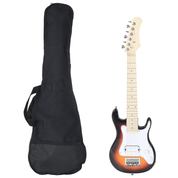 Guitarra eléctrica para niños con funda marrón y blanco 3/4 30" Guitarra eléctrica para niños con funda marrón y blanco 3/4 30"