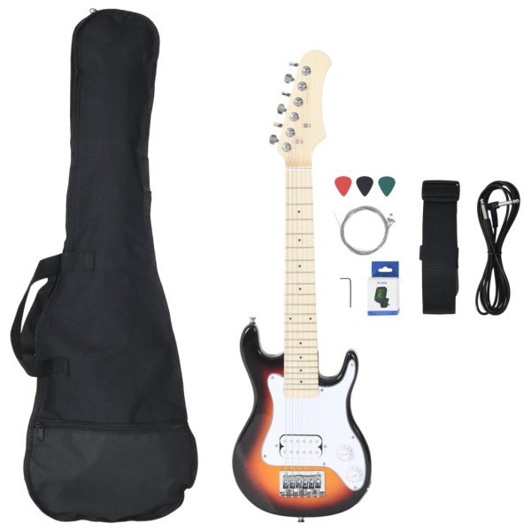 Guitarra eléctrica para niños con funda marrón y blanco 3/4 30" Guitarra eléctrica para niños con funda marrón y blanco 3/4 30"