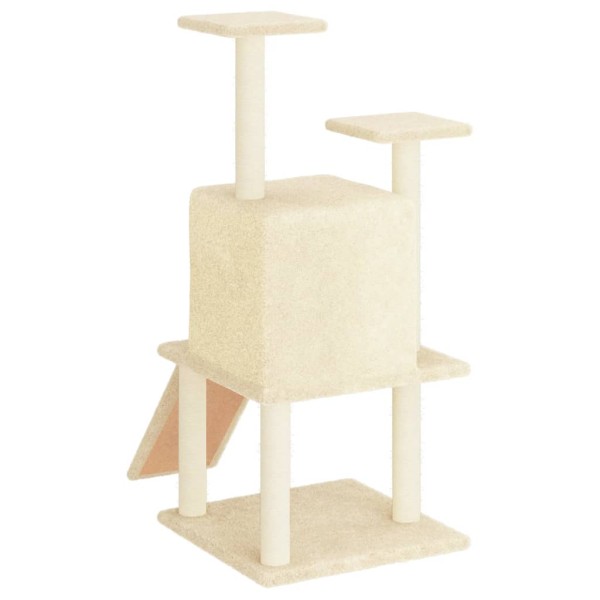 Rascador para gatos con postes de sisal color crema 110 cm Rascador para gatos con postes de sisal color crema 110 cm