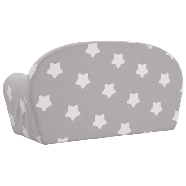 Sofá de niños de 2 plazas felpa suave gris claro con estrellas Sofá de niños de 2 plazas felpa suave gris claro con estrellas