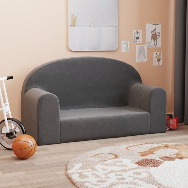 Sofá para niños de 2 plazas felpa suave gris antracita Sofá para niños de 2 plazas felpa suave gris antracita