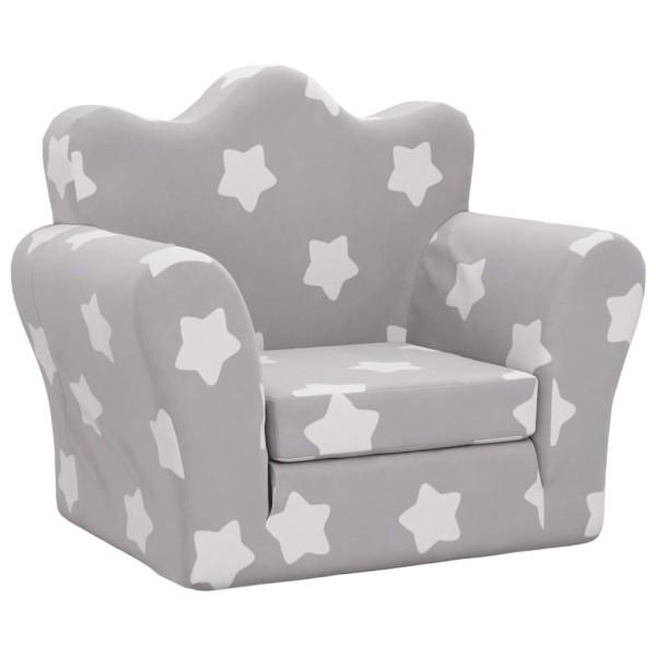 Sofá cama de niños felpa suave gris claro con estrellas Sofá cama de niños felpa suave gris claro con estrellas