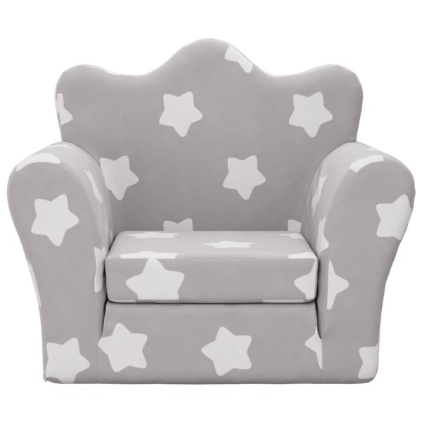 Sofá cama de niños felpa suave gris claro con estrellas Sofá cama de niños felpa suave gris claro con estrellas