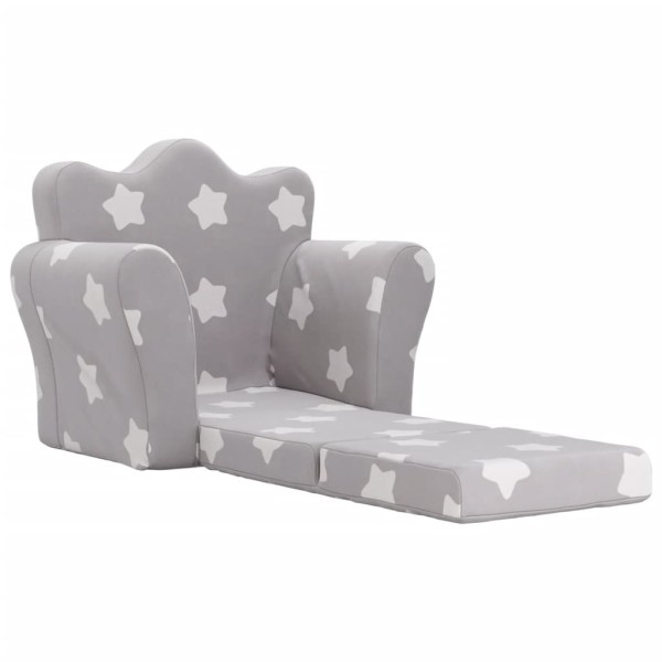 Sofá cama de niños felpa suave gris claro con estrellas Sofá cama de niños felpa suave gris claro con estrellas