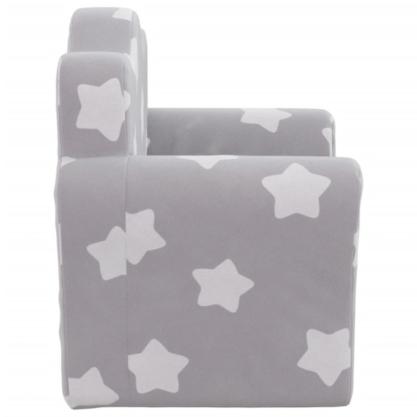 Sofá cama de niños felpa suave gris claro con estrellas Sofá cama de niños felpa suave gris claro con estrellas