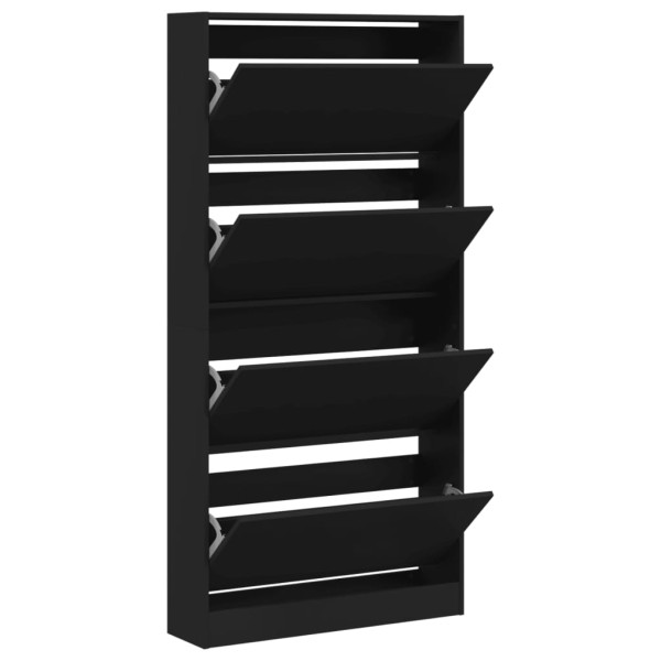 Mueble zapatero con 4 cajones abatibles negro 80x21x163,5 cm Mueble zapatero con 4 cajones abatibles negro 80x21x163,5 cm