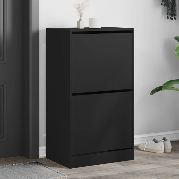 Mueble zapatero con 2 cajones abatibles negro 60x42x108 cm Mueble zapatero con 2 cajones abatibles negro 60x42x108 cm