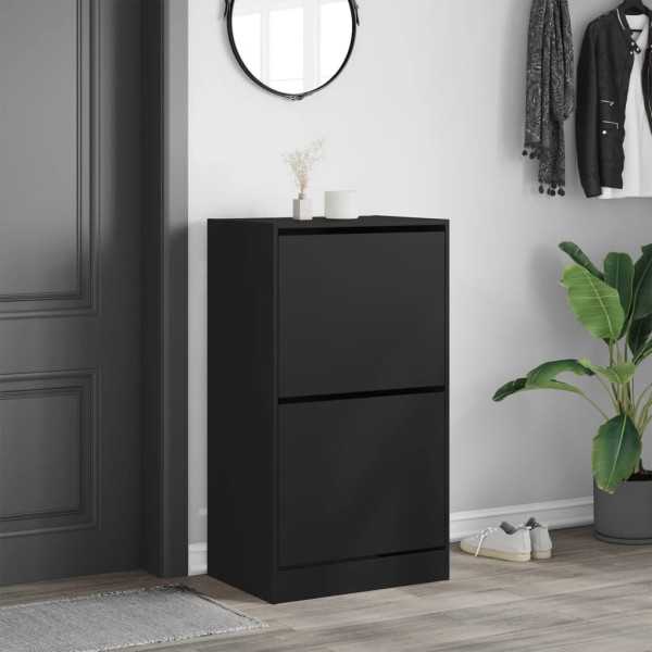 Mueble zapatero con 2 cajones abatibles negro 60x42x108 cm Mueble zapatero con 2 cajones abatibles negro 60x42x108 cm