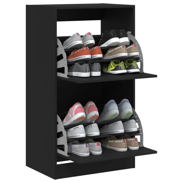 Mueble zapatero con 2 cajones abatibles negro 60x42x108 cm Mueble zapatero con 2 cajones abatibles negro 60x42x108 cm