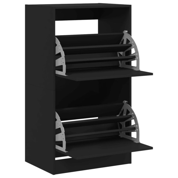 Mueble zapatero con 2 cajones abatibles negro 60x42x108 cm Mueble zapatero con 2 cajones abatibles negro 60x42x108 cm