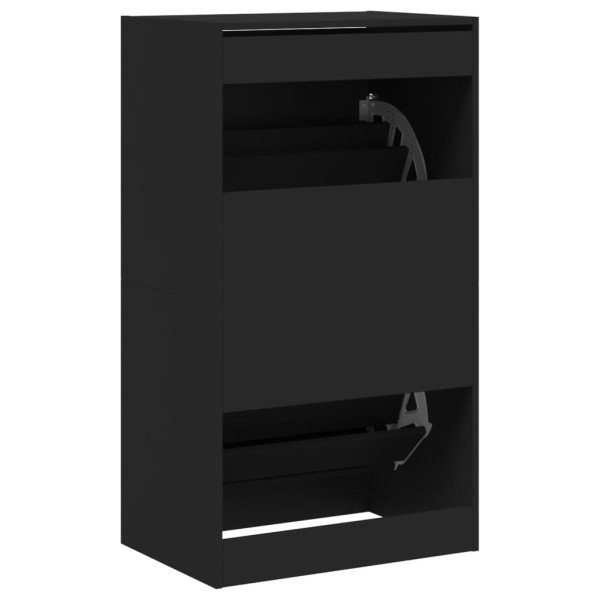 Mueble zapatero con 2 cajones abatibles negro 60x42x108 cm Mueble zapatero con 2 cajones abatibles negro 60x42x108 cm