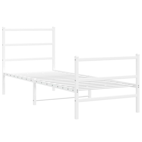 Estructura cama metal con cabecero y estribo blanco 75x190 cm Estructura cama metal con cabecero y estribo blanco 75x190 cm