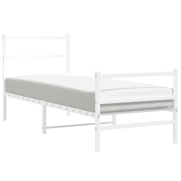 Estructura cama metal con cabecero y estribo blanco 75x190 cm Estructura cama metal con cabecero y estribo blanco 75x190 cm