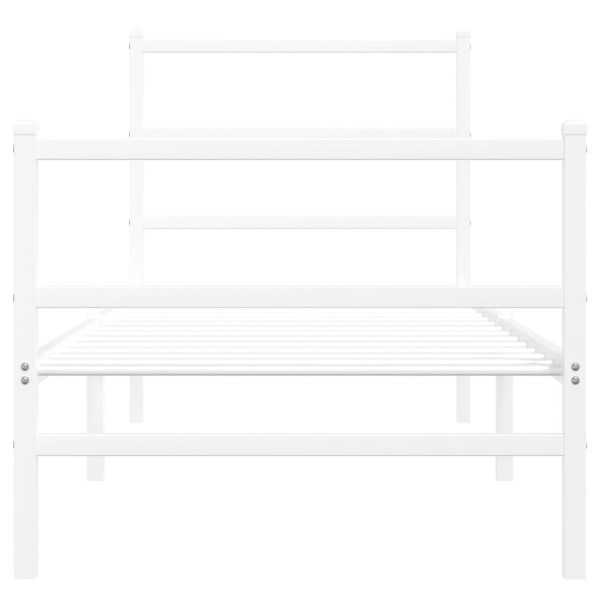 Estructura cama metal con cabecero y estribo blanco 75x190 cm Estructura cama metal con cabecero y estribo blanco 75x190 cm
