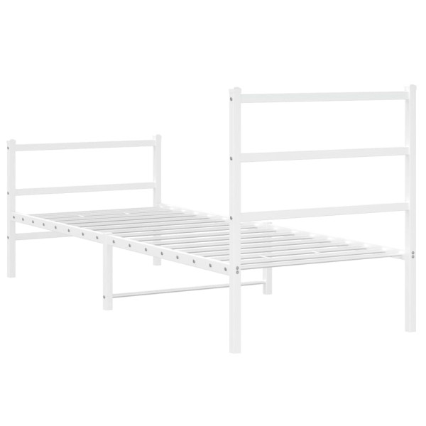 Estructura cama metal con cabecero y estribo blanco 75x190 cm Estructura cama metal con cabecero y estribo blanco 75x190 cm