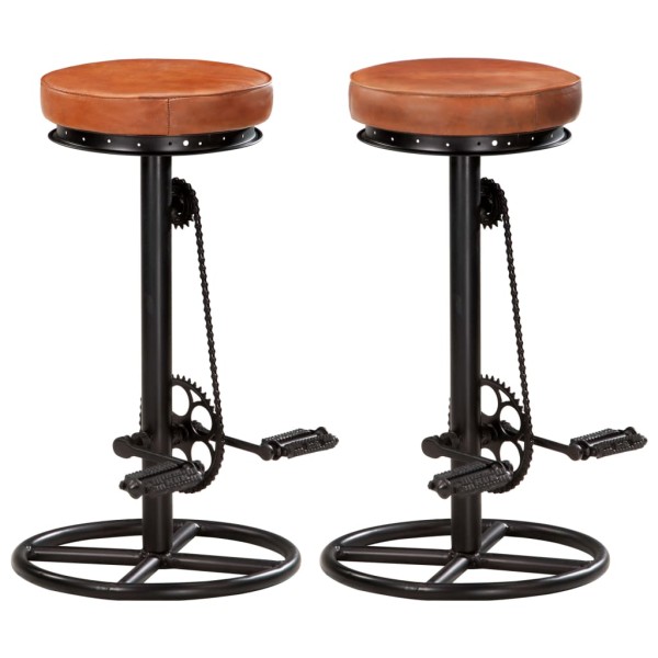 Taburetes de cocina 2 uds cuero auténtico cabra negro y marrón Taburetes de cocina 2 uds cuero auténtico cabra negro y marrón
