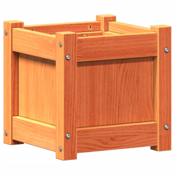 Jardinera exterior madera maciza pino marrón cera 31x31x31 cm Jardinera exterior madera maciza pino marrón cera 31x31x31 cm