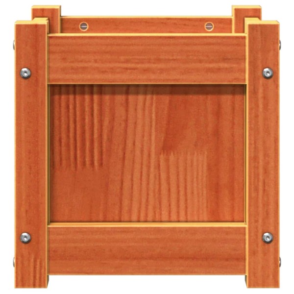 Jardinera exterior madera maciza pino marrón cera 31x31x31 cm Jardinera exterior madera maciza pino marrón cera 31x31x31 cm