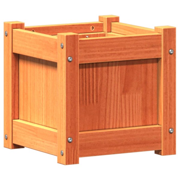 Jardinera exterior madera maciza pino marrón cera 31x31x31 cm Jardinera exterior madera maciza pino marrón cera 31x31x31 cm