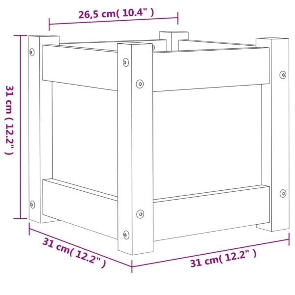 Jardinera exterior madera maciza pino marrón cera 31x31x31 cm Jardinera exterior madera maciza pino marrón cera 31x31x31 cm
