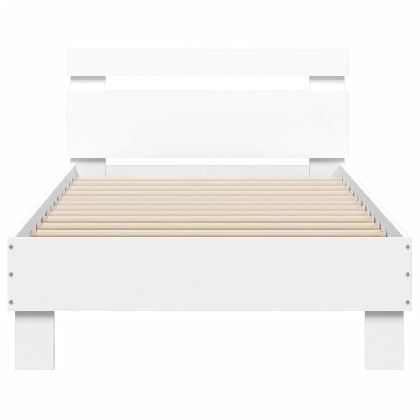 Estructura de cama con cabecero y luces LED blanco 75x190 cm Estructura de cama con cabecero y luces LED blanco 75x190 cm
