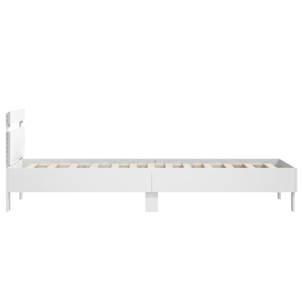 Estructura de cama con cabecero y luces LED blanco 75x190 cm Estructura de cama con cabecero y luces LED blanco 75x190 cm