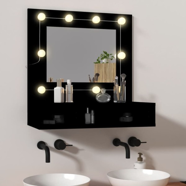 Mueble con espejo y LED negro 60x31,5x62 cm Mueble con espejo y LED negro 60x31,5x62 cm