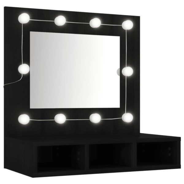 Mueble con espejo y LED negro 60x31,5x62 cm Mueble con espejo y LED negro 60x31,5x62 cm